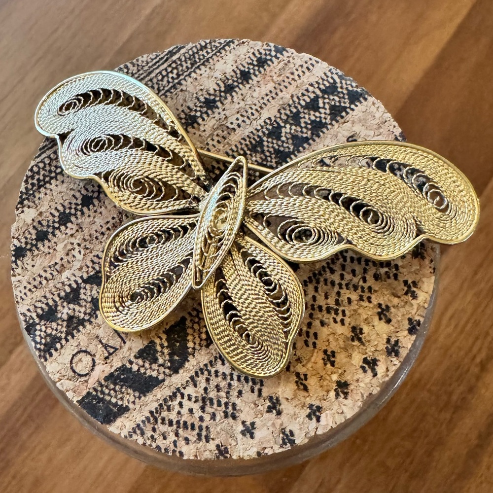 Vintage Gold Swirl Butterfly Brooch